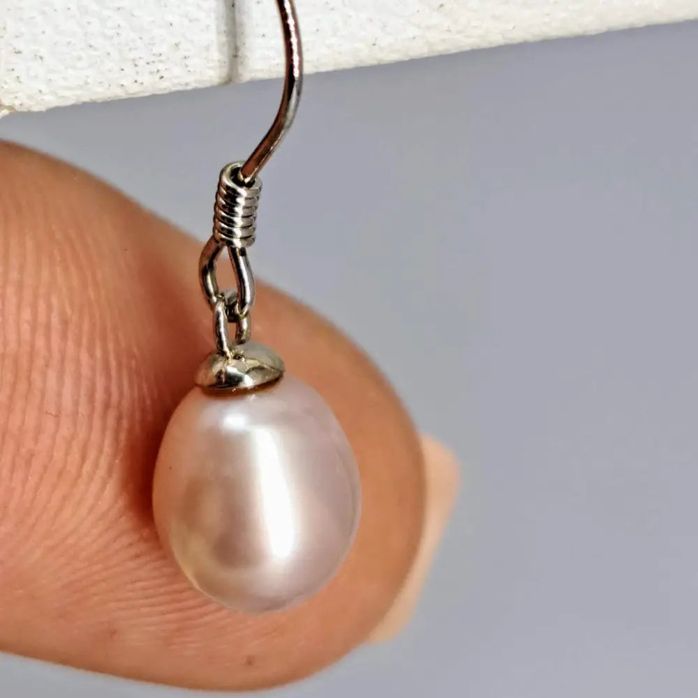 Outlet ?Petite Pearl Drops’ Appx. 1’’ or.75’’ Earrings - Pink White or Peacock Pearls Sterling - with Coil French Hook