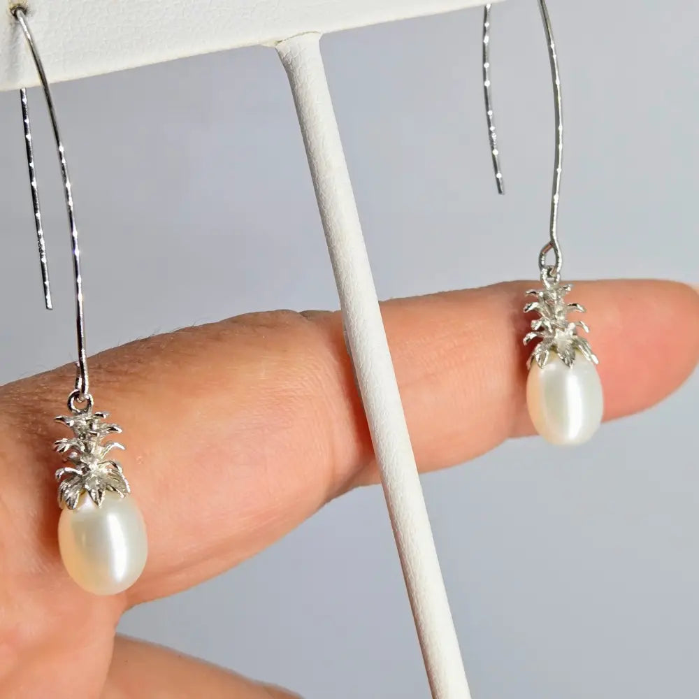 ?PIneapples!’ 2’’ Earrings - Pearls Anti-tarnish Sterling