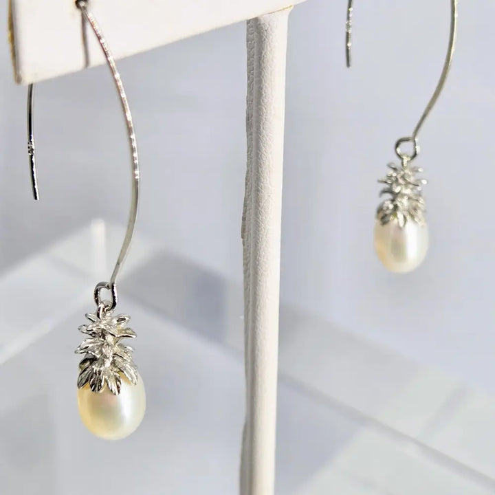 ?PIneapples!’ 2’’ Earrings - Pearls Anti-tarnish Sterling
