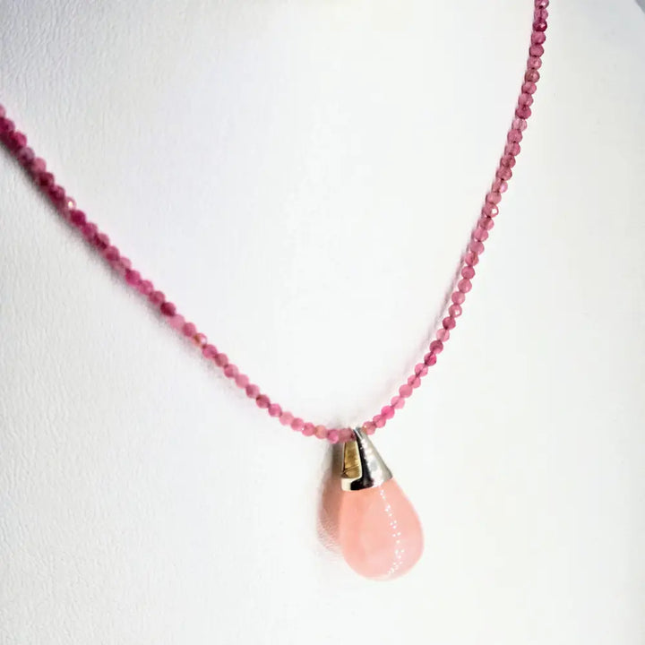 ?PInk Champagne’ 18’’ Pendant Necklace - Tourmaline Gem Strand