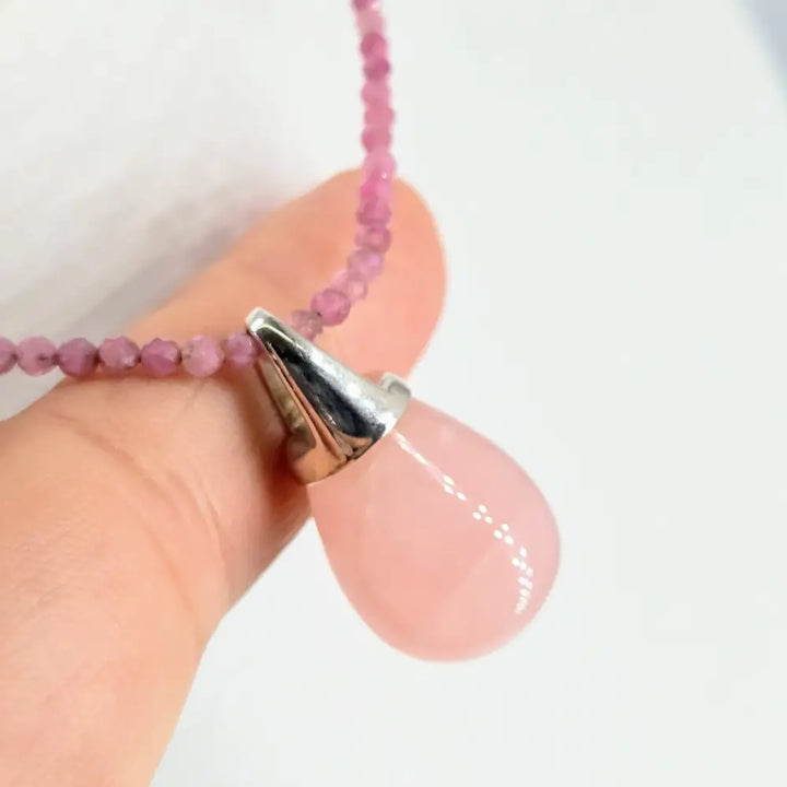 ?PInk Champagne’ 18’’ Pendant Necklace - Tourmaline Gem Strand