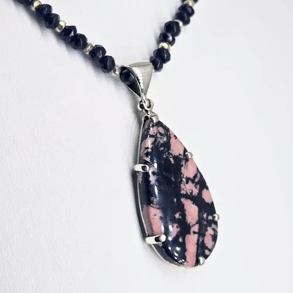 ?PInk & Ink Candy’ Pendant Necklace - Rhodonite Onyx Sterling