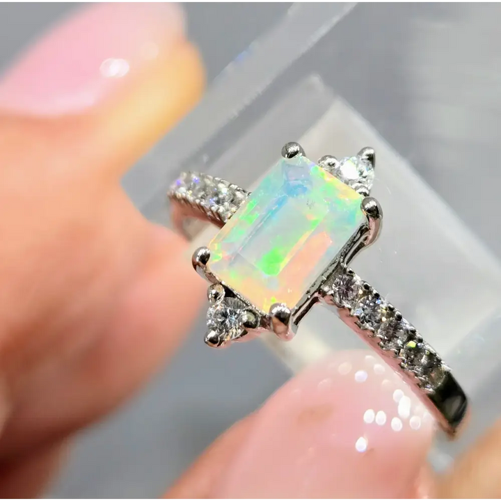 ?PRetty-pretty Princess’ Ring - Opal Zircon Anti-tarnish Sterling