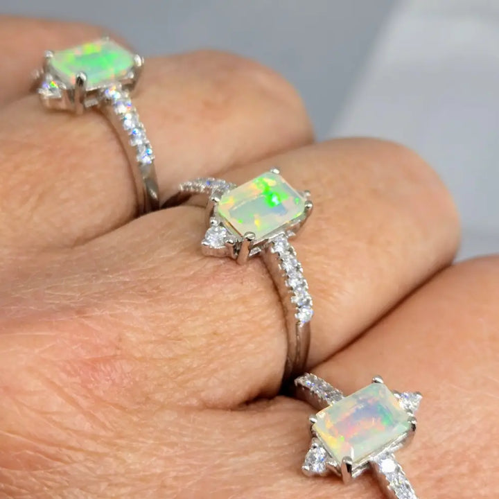 ?PRetty-pretty Princess’ Ring - Opal Zircon Anti-tarnish Sterling