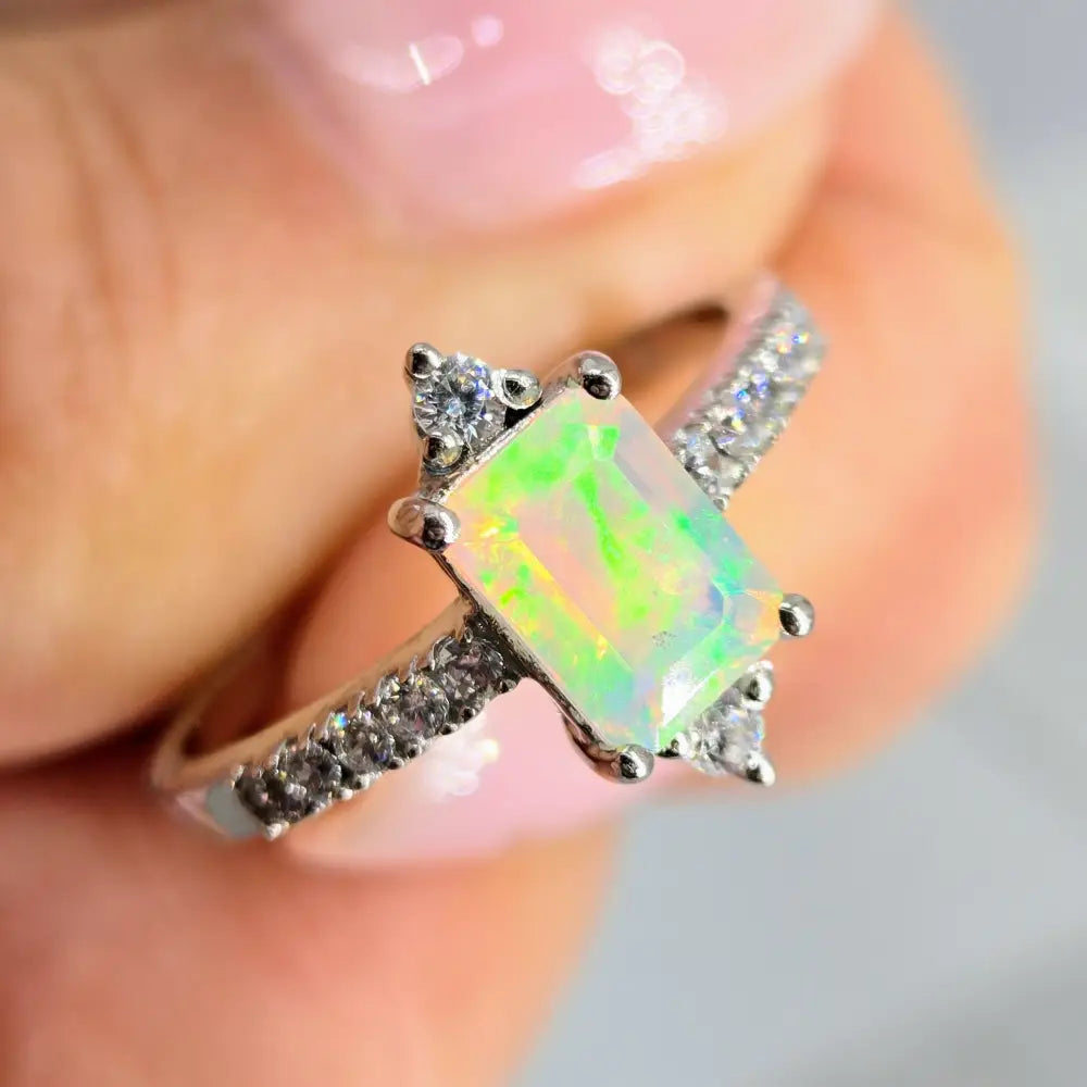 ?PRetty-pretty Princess’ Ring - Opal Zircon Anti-tarnish Sterling