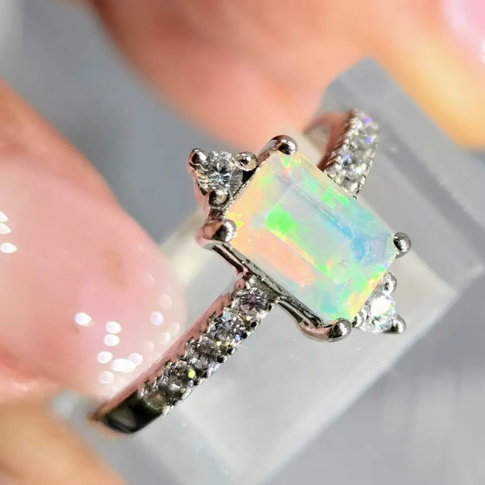 ?PRetty-pretty Princess’ Ring - Opal Zircon Anti-tarnish Sterling