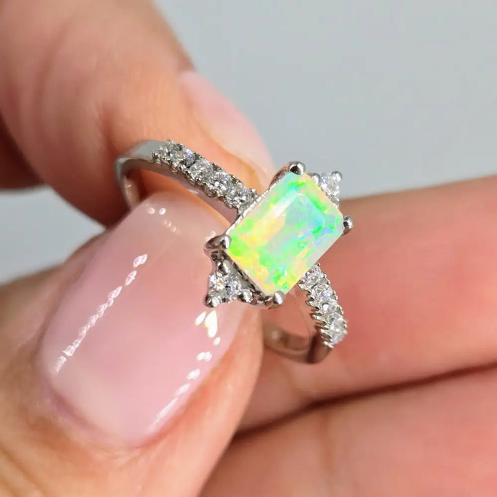?PRetty-pretty Princess’ Ring - Opal Zircon Anti-tarnish Sterling
