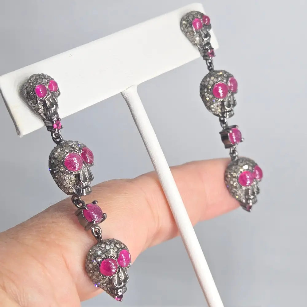 ?PRetty & Spooky!’ Diamond Pavé Skull Earrings - Key West Local Luxe