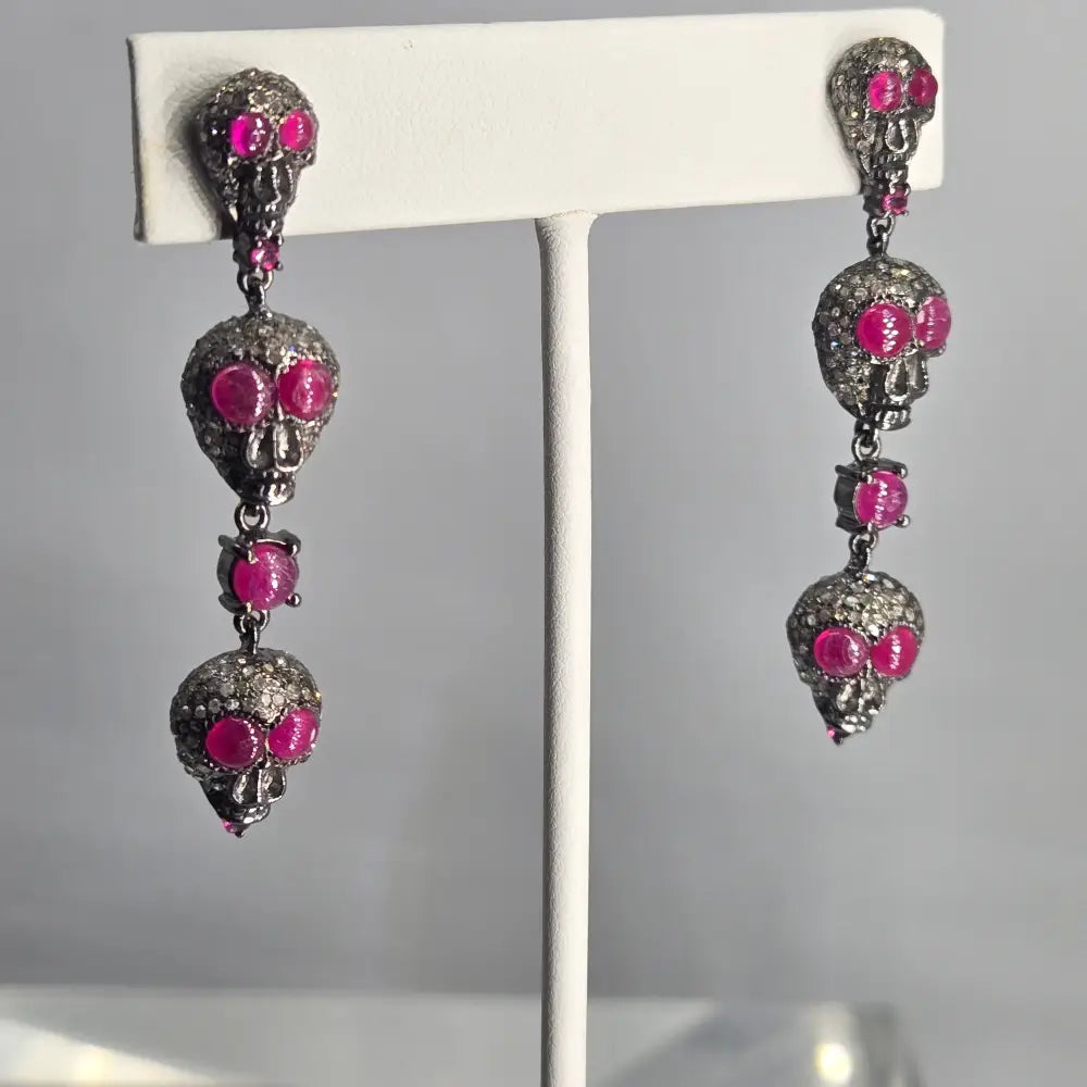 ?PRetty & Spooky!’ Diamond Pavé Skull Earrings - Key West Local Luxe