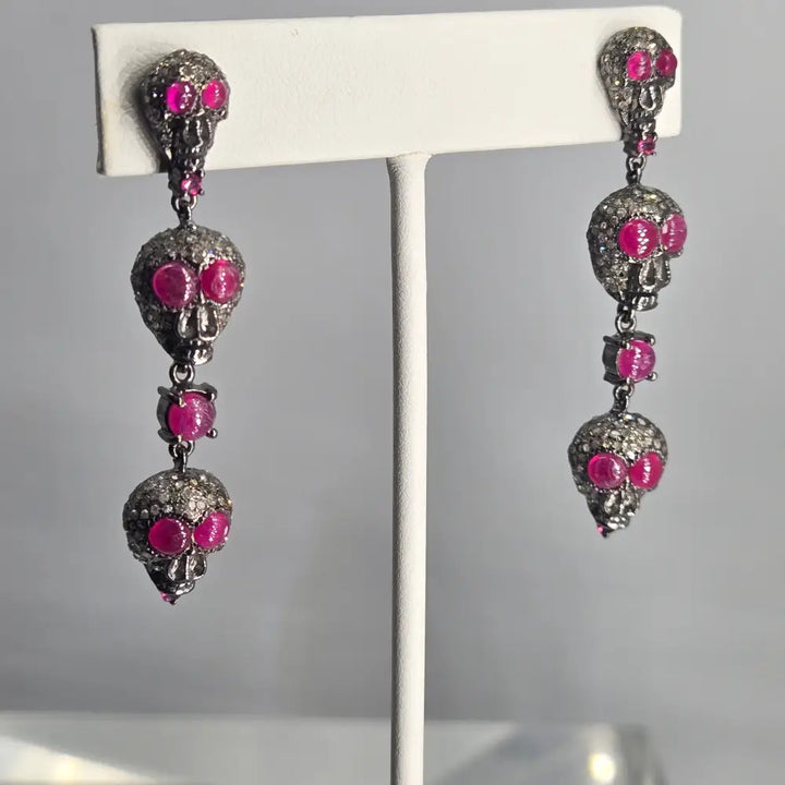 ?PRetty & Spooky!’ Diamond Pavé Skull Earrings - Key West Local Luxe