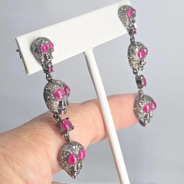 ?PRetty & Spooky!’ Diamond Pavé Skull Earrings - Key West Local Luxe
