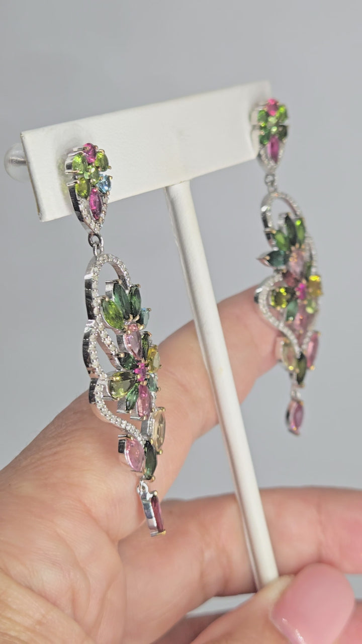 "Florist" Tourmaline & Diamond Bouquet Earrings