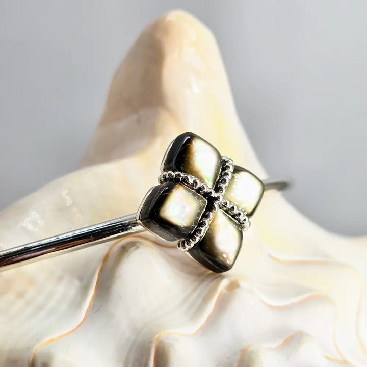 ?PRincess Flower’ Sz Med to Lg Bracelets - Tahitian Mop South Sea or Conch Anti-tarnish Sterling - Bracelet