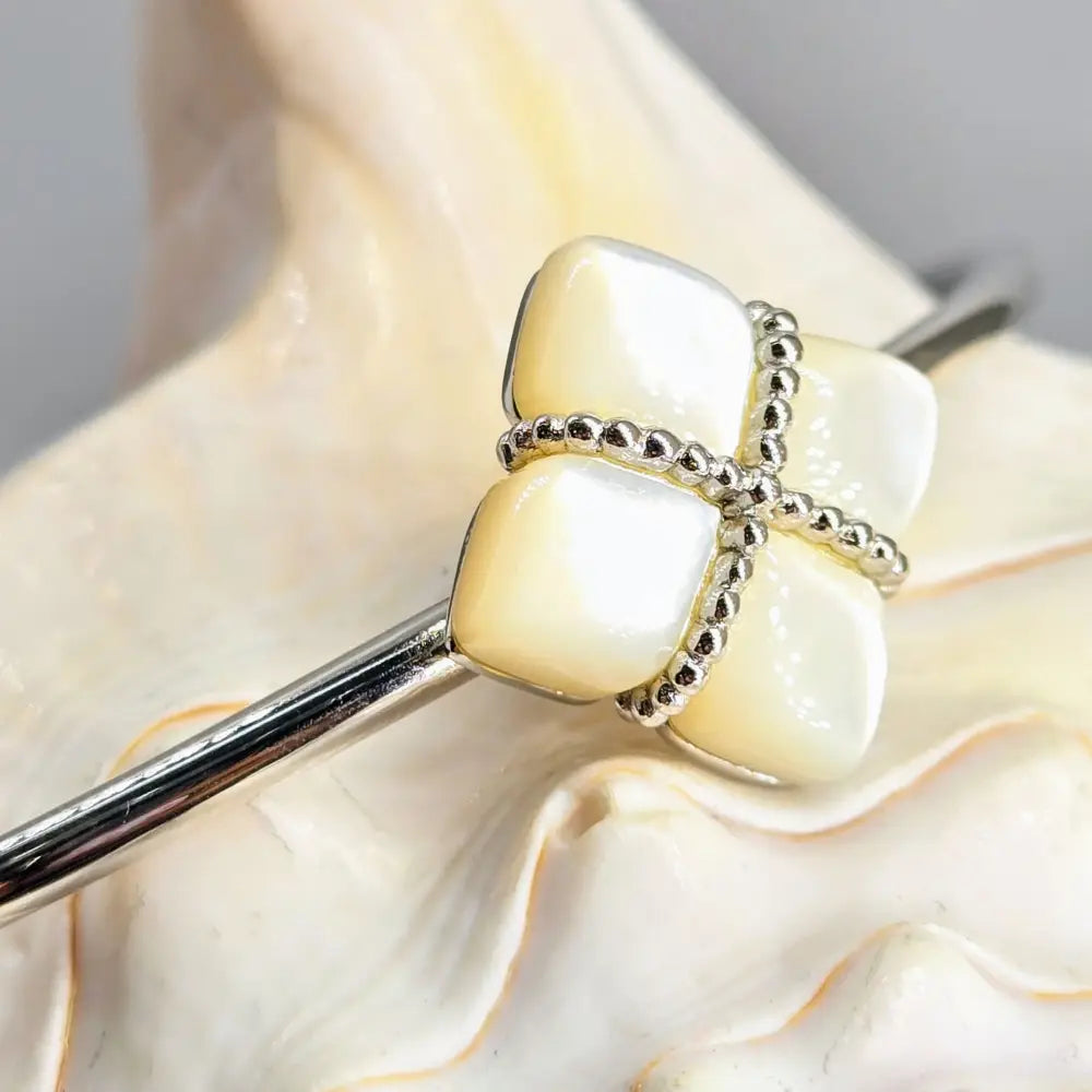 ?PRincess Flower’ Sz Med to Lg Bracelets - Tahitian Mop South Sea or Conch Anti-tarnish Sterling - Bracelet