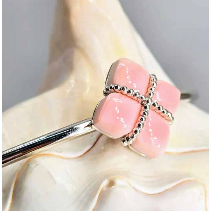 ?PRincess Flower’ Sz Med to Lg Bracelets - Tahitian Mop South Sea or Conch Anti-tarnish Sterling - Queen - Bracelet