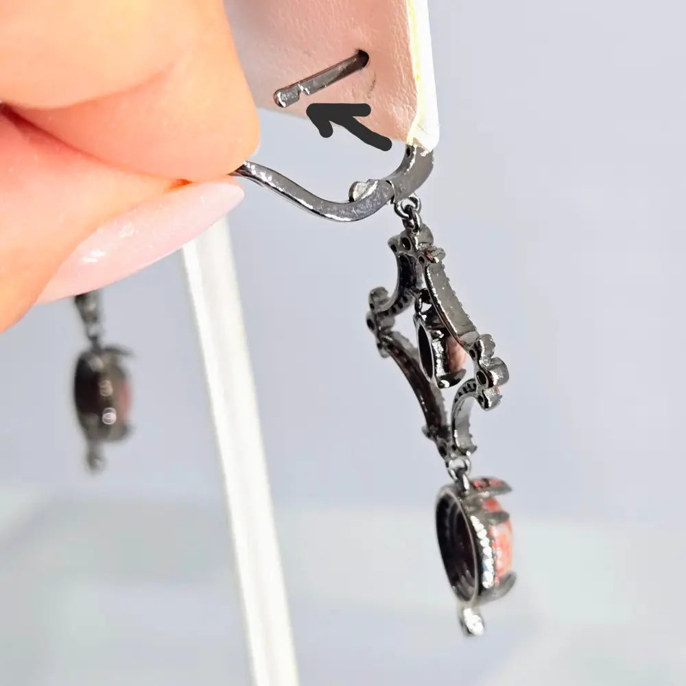 ?PUmpkin Spice’ 2’’ Earrings - Jasper Sapphire Zircon Black Sterling