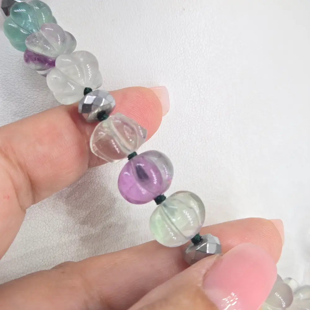 ?PUrple Pumpkin-eater’ 20’’ - 22’’ Necklace - Fluorite Hematite Sterling