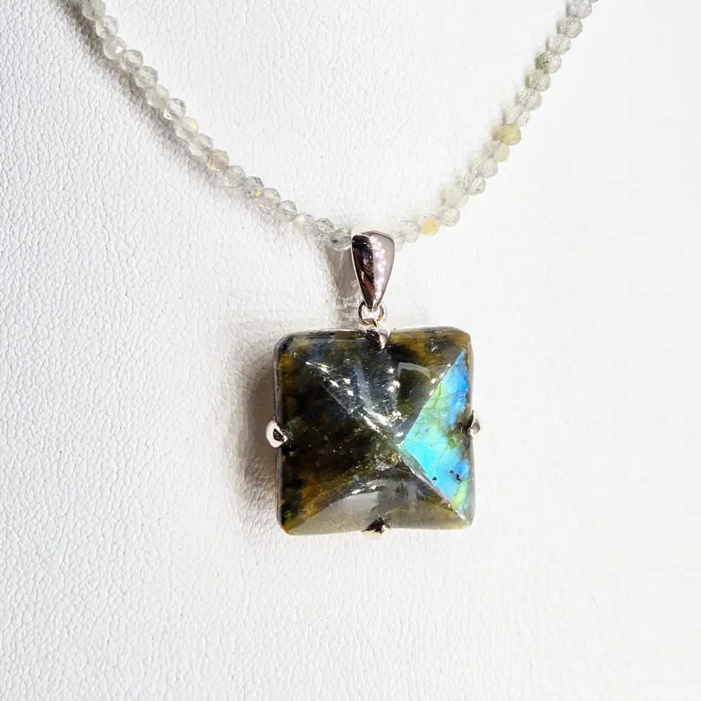 ?PYramid’ Pendant Necklace - Labradorite Sterling - Key West Local Luxe