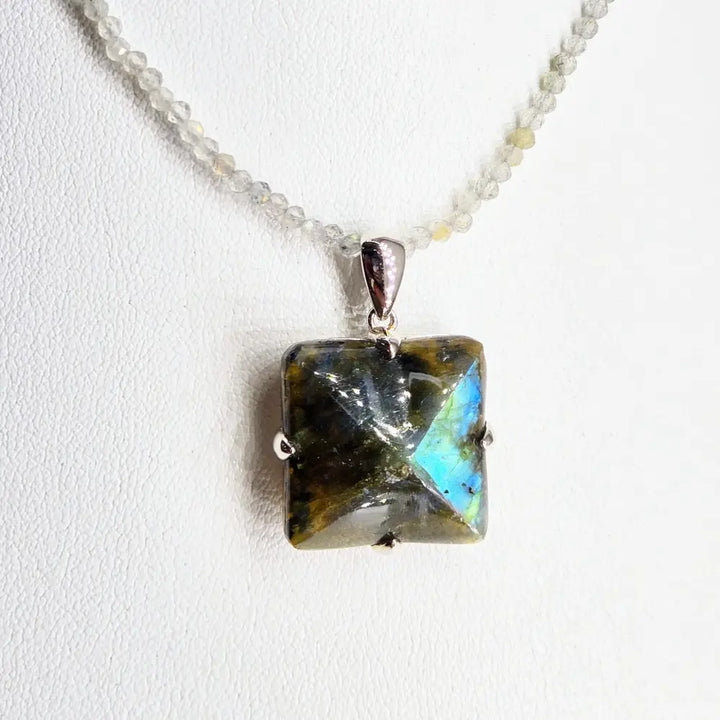 ?PYramid’ Pendant Necklace - Labradorite Sterling - Key West Local Luxe