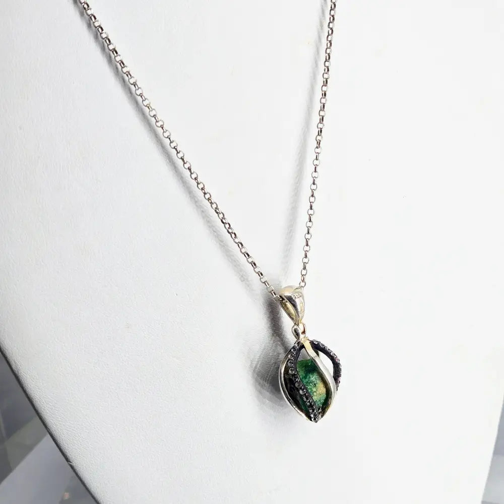 ?RAw Beauty’ Pendant Necklace - Raw Emerald Topaz Sterling