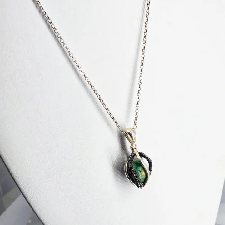 ?RAw Beauty’ Pendant Necklace - Raw Emerald Topaz Sterling