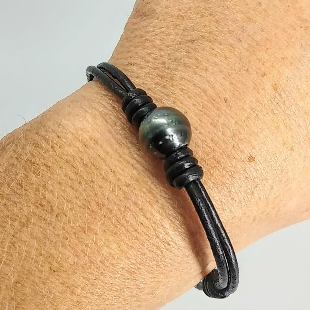 ?REbel Yell!’ Bracelets - Tahitian Pearls Leather - 8.5’’ - Bracelet