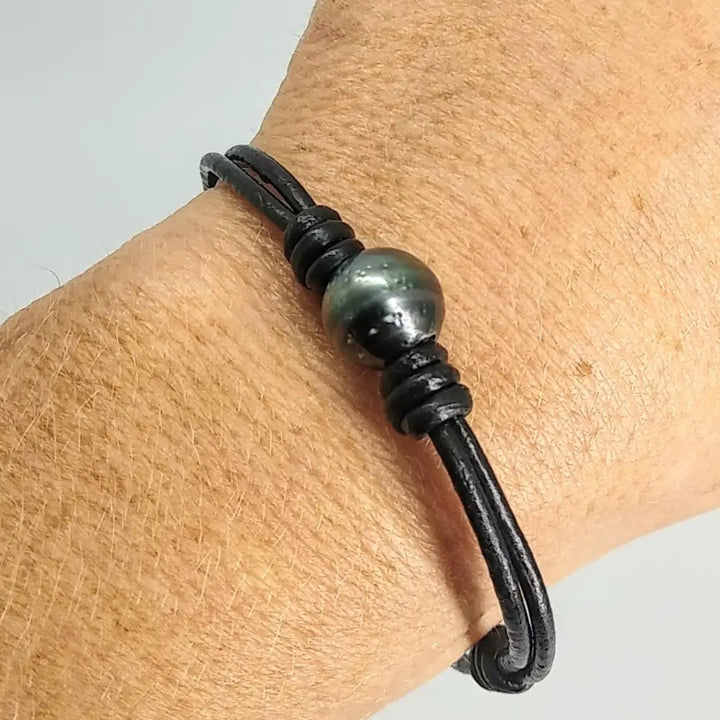 ?REbel Yell!’ Bracelets - Tahitian Pearls Leather - 8.5’’ - Bracelet