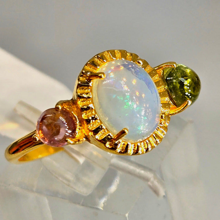 "Lovely" Tourmaline & Welo Opal Ring