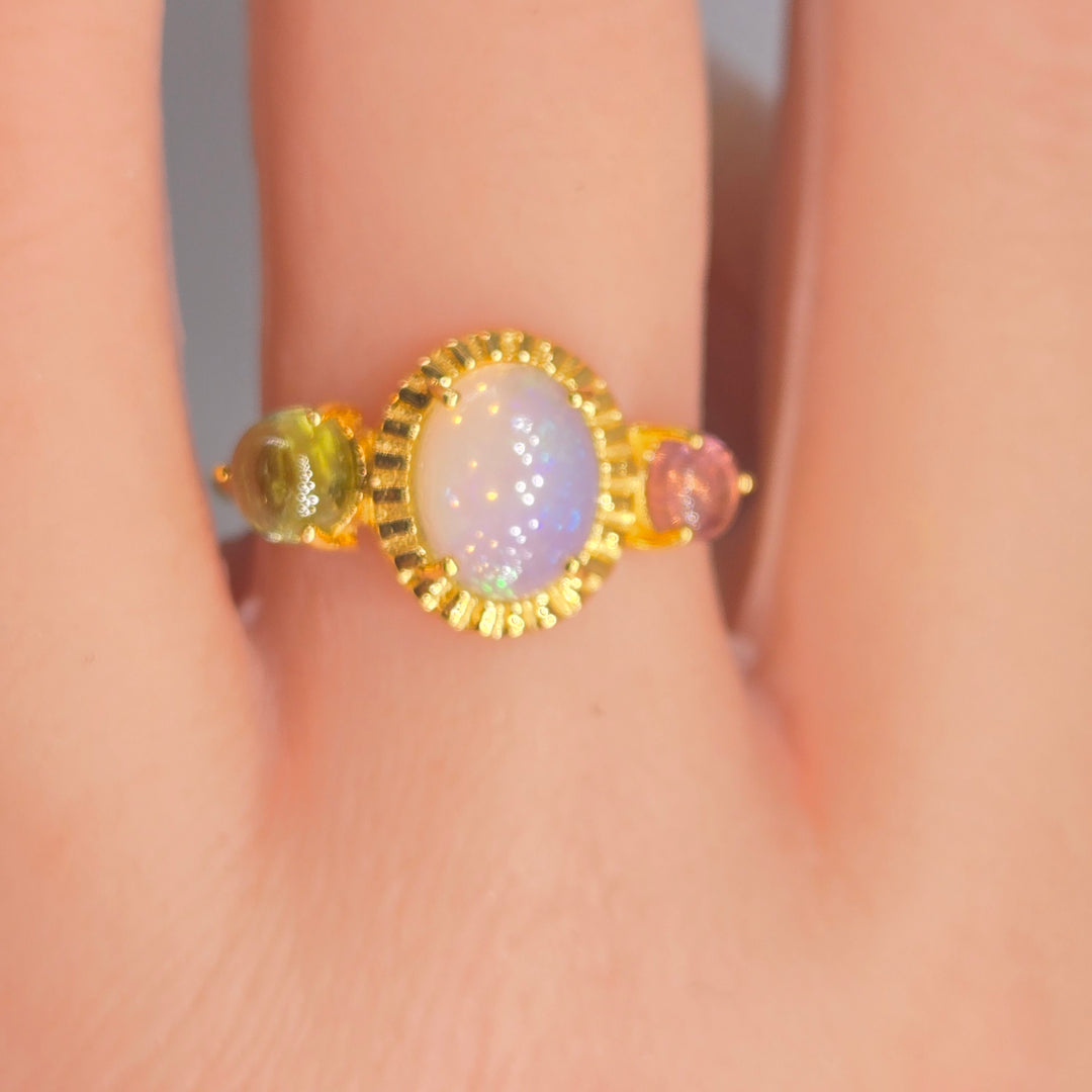 "Lovely" Tourmaline & Welo Opal Ring