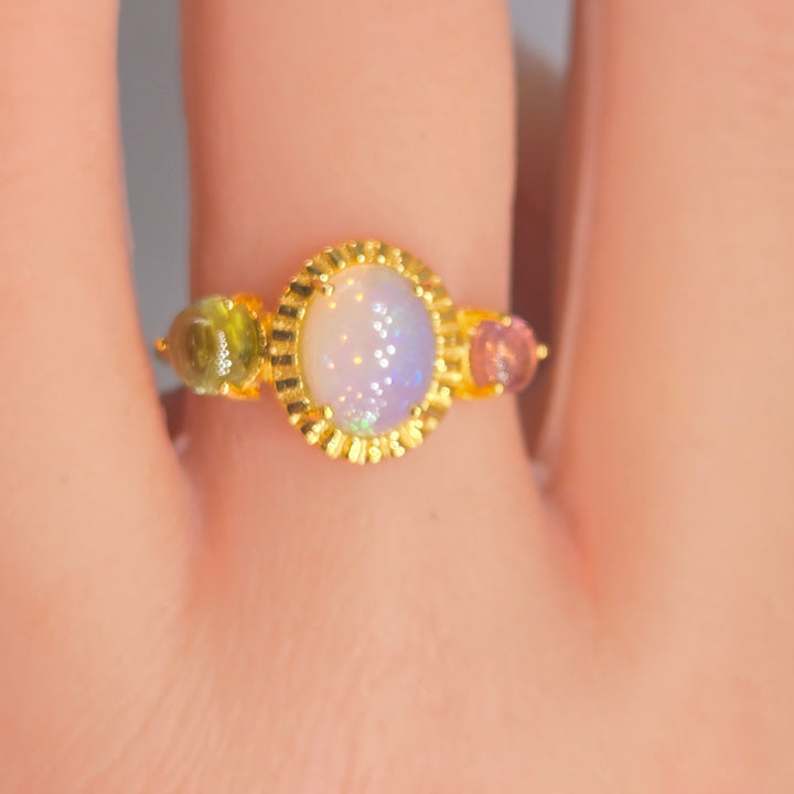 "Lovely" Tourmaline & Welo Opal Ring