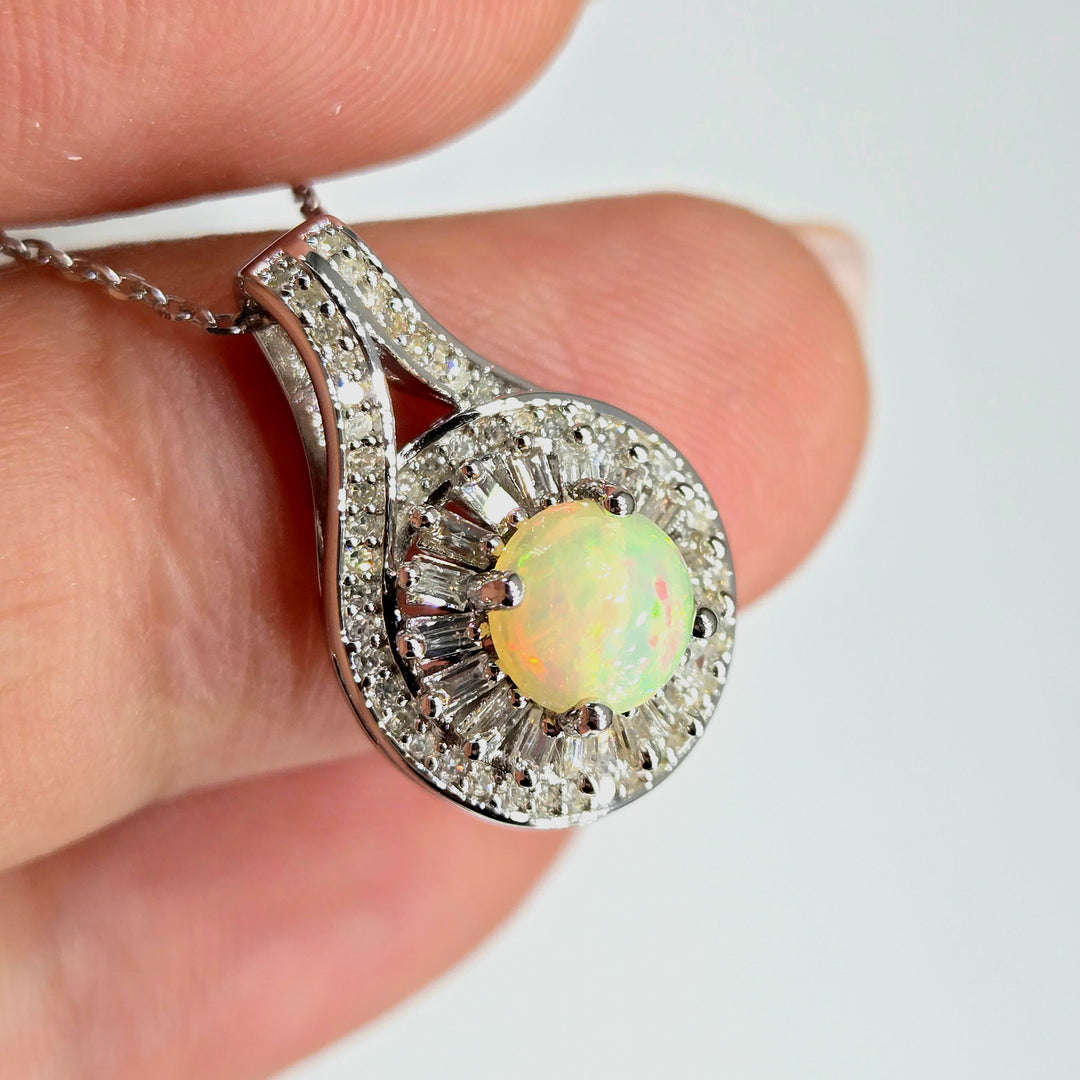 "Moonbeams & Memories" Pendant Necklace - Welo Opal & Diamonds