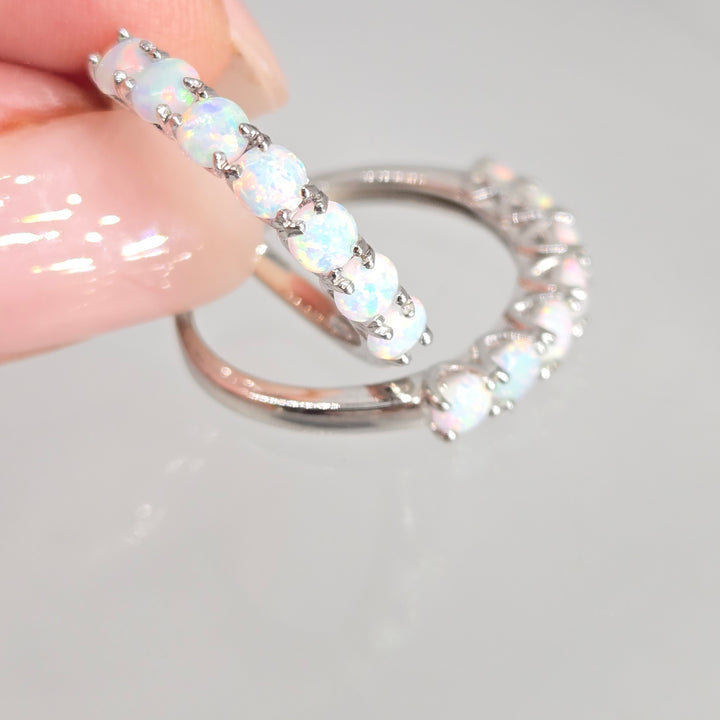 "7 Stones" Rings - Opal & Moissanite Stacking Bands