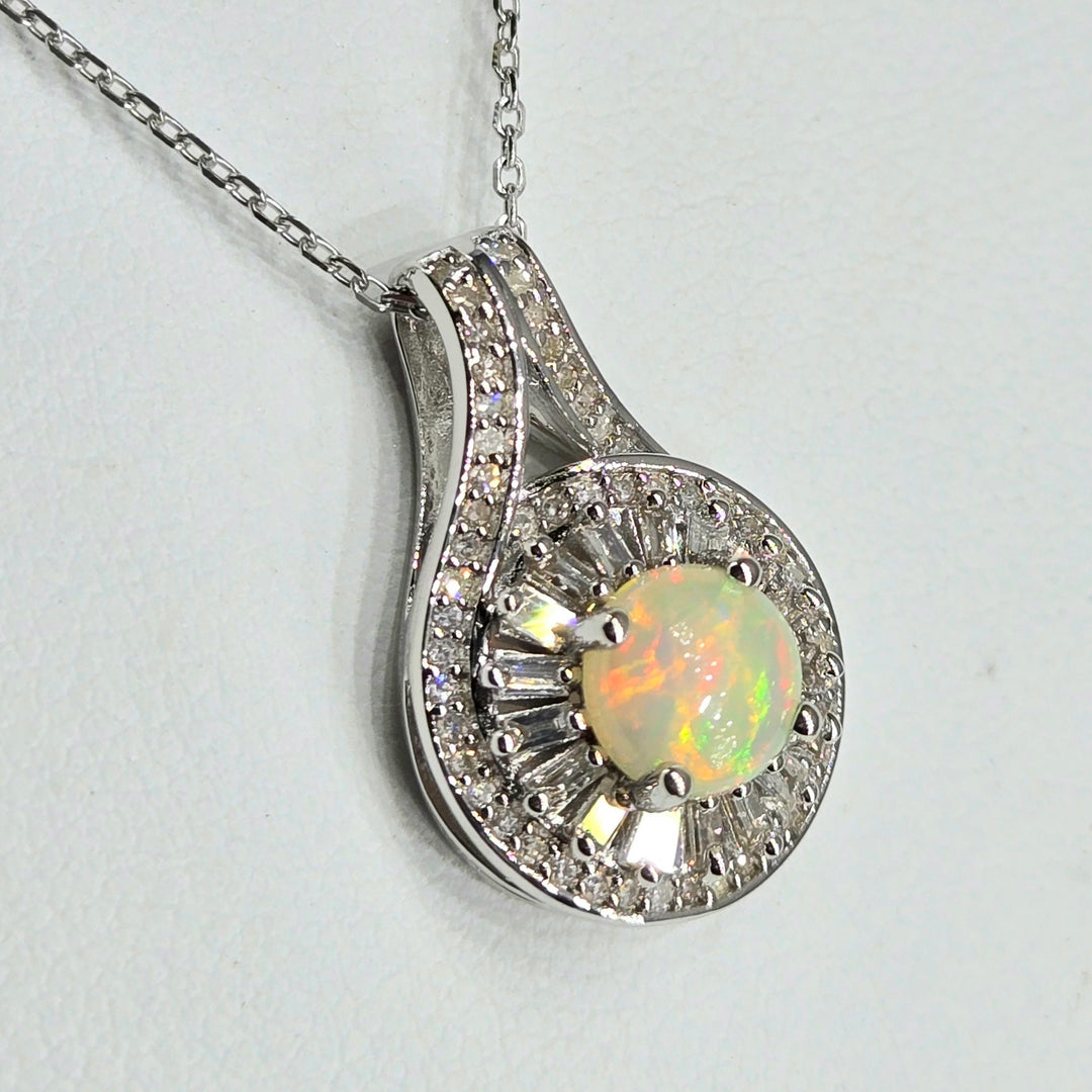 "Moonbeams & Memories" Pendant Necklace - Welo Opal & Diamonds