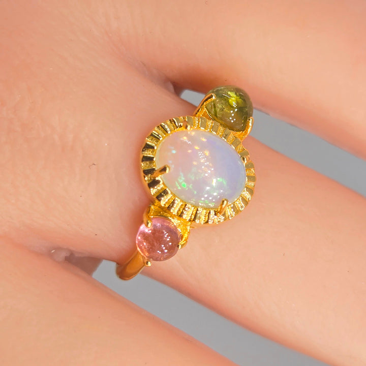 "Lovely" Tourmaline & Welo Opal Ring