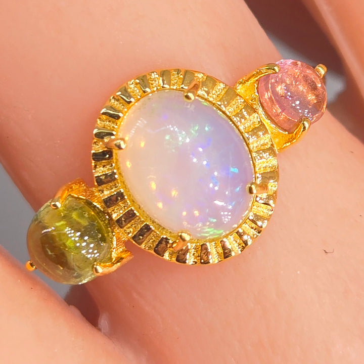 "Lovely" Tourmaline & Welo Opal Ring