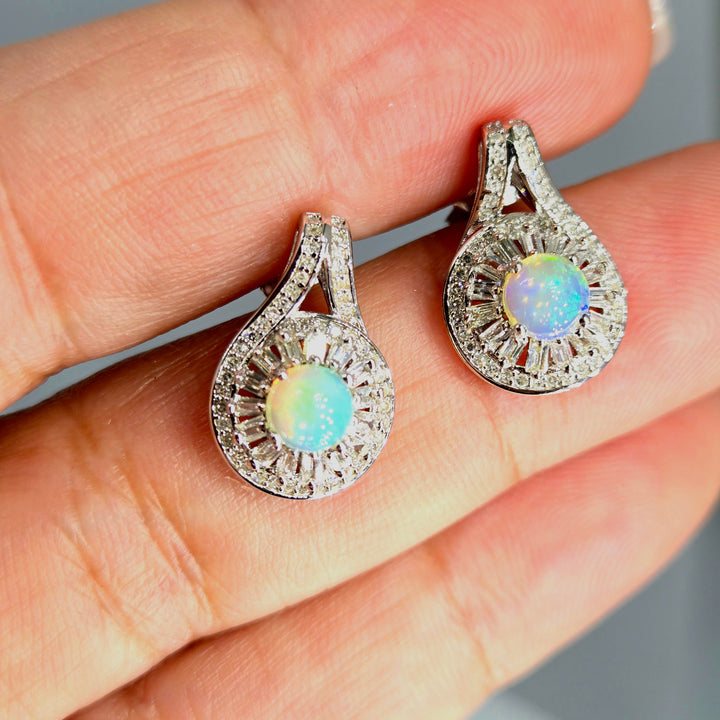 "Moonbeams" Welo Opal Deco Statement Earrings