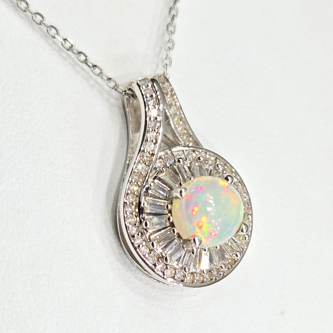 "Moonbeams & Memories" Pendant Necklace - Welo Opal & Diamonds