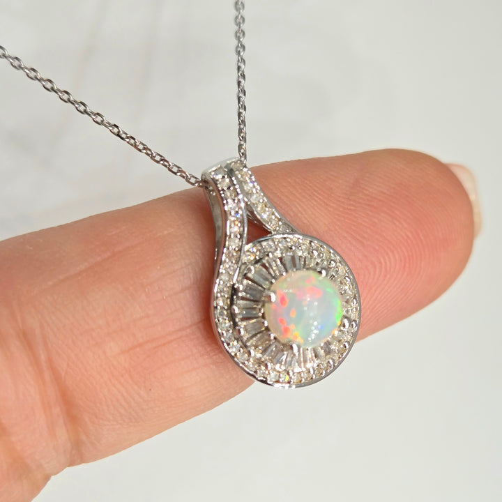 "Moonbeams & Memories" Pendant Necklace - Welo Opal & Diamonds