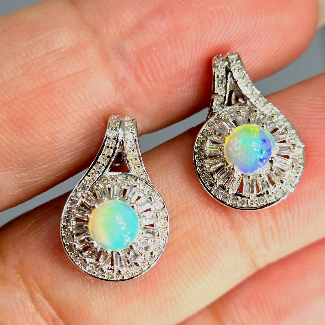"Moonbeams" Welo Opal Deco Statement Earrings