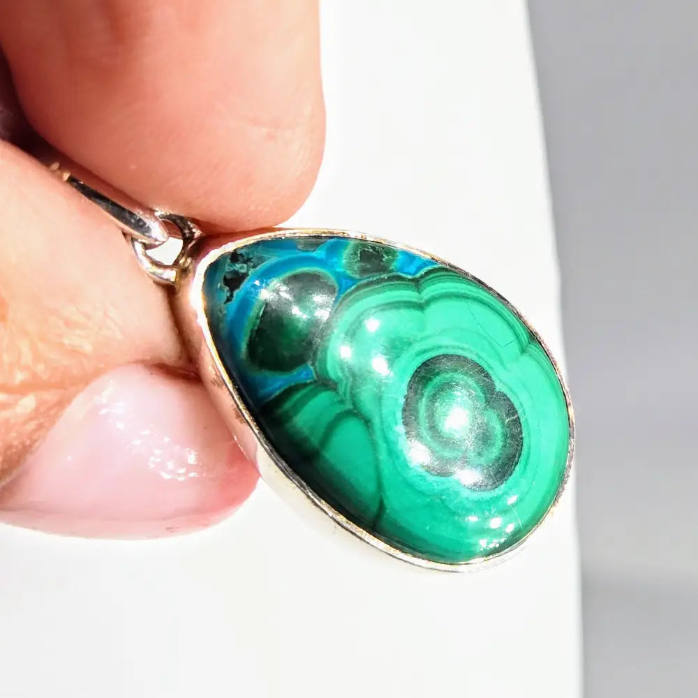 Royal Serenity 18’’ Necklace 1.25’’ Pendant Malachite Azurite Chrysocolla Sterling