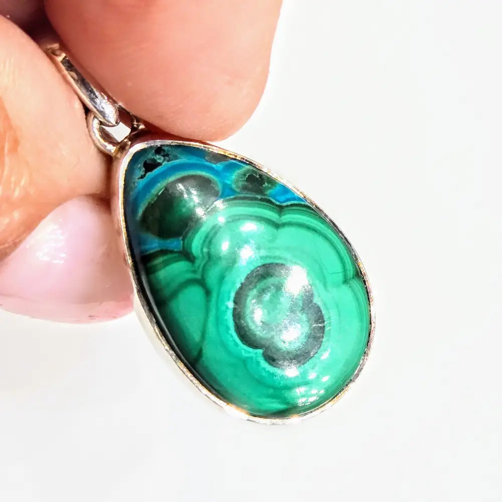 Royal Serenity 18’’ Necklace 1.25’’ Pendant Malachite Azurite Chrysocolla Sterling