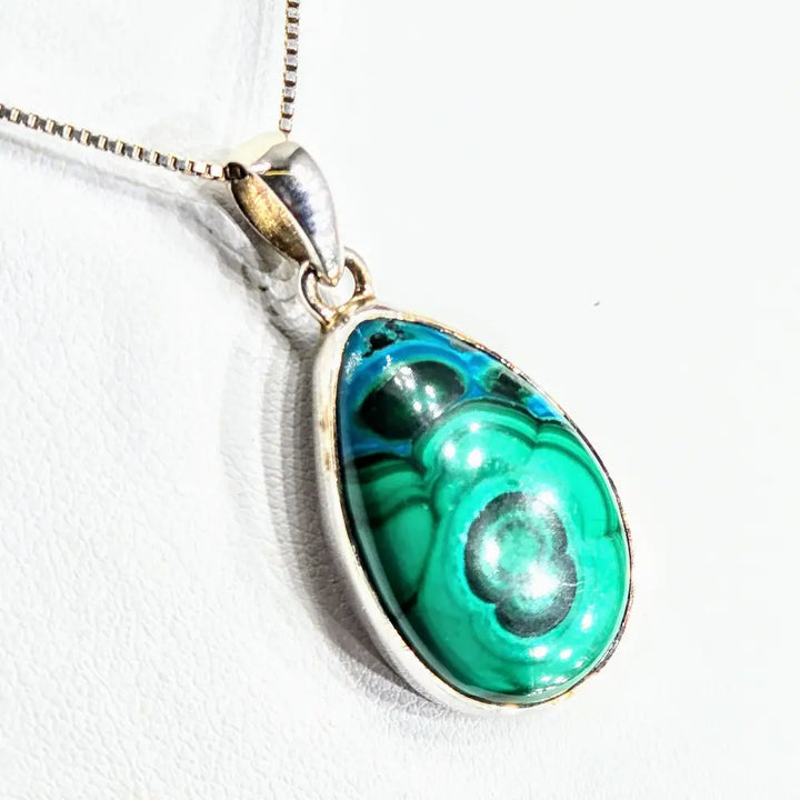 Royal Serenity 18’’ Necklace 1.25’’ Pendant Malachite Azurite Chrysocolla Sterling