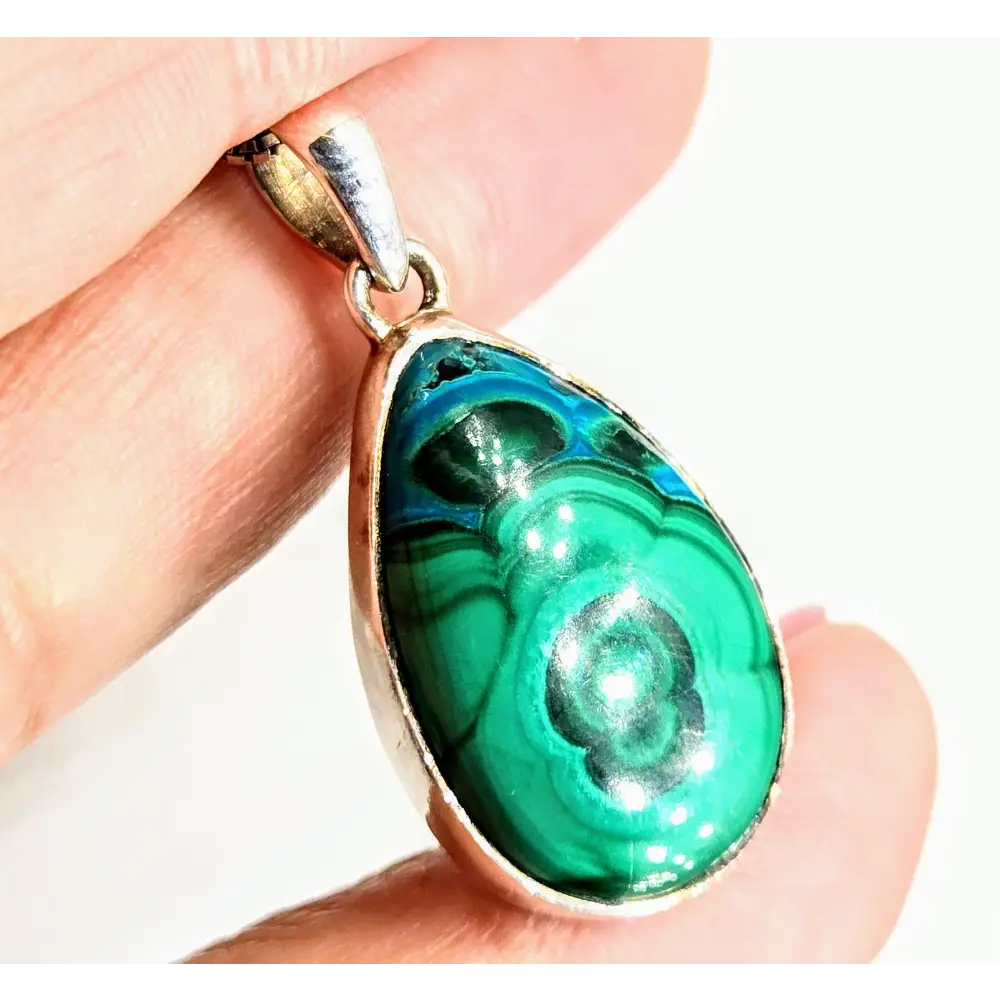 Royal Serenity 18’’ Necklace 1.25’’ Pendant Malachite Azurite Chrysocolla Sterling