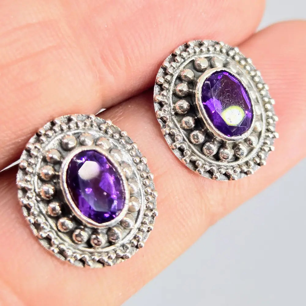 ?ROyals’.75’’ Earrings - Amethyst Sterling