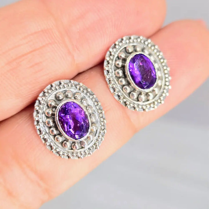 ?ROyals’.75’’ Earrings - Amethyst Sterling