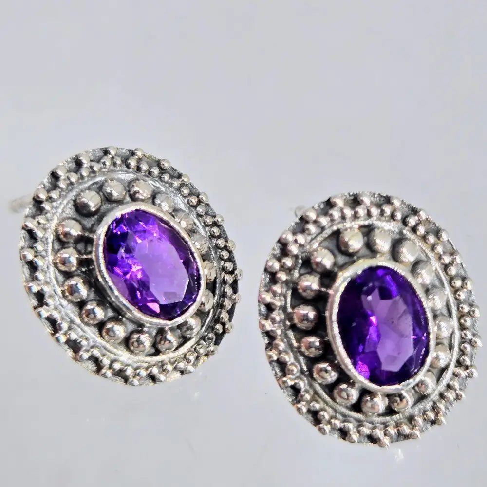 ?ROyals’.75’’ Earrings - Amethyst Sterling