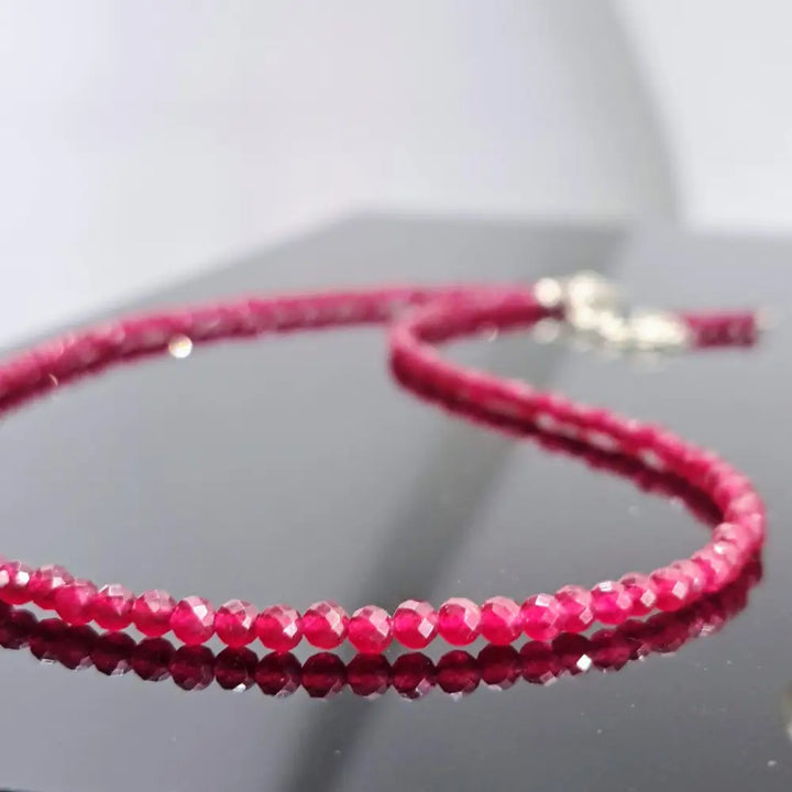 ?RUby Gem Strand’ 16’’ - 18’’ Necklace - Ruby Sterling