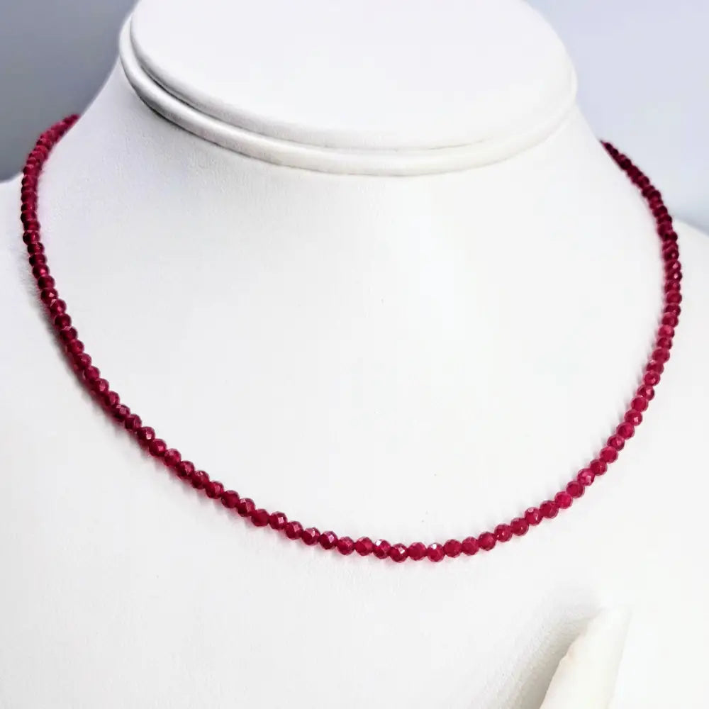 ?RUby Gem Strand’ 16’’ - 18’’ Necklace - Ruby Sterling