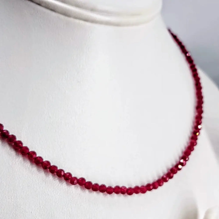 ?RUby Gem Strand’ 16’’ - 18’’ Necklace - Ruby Sterling