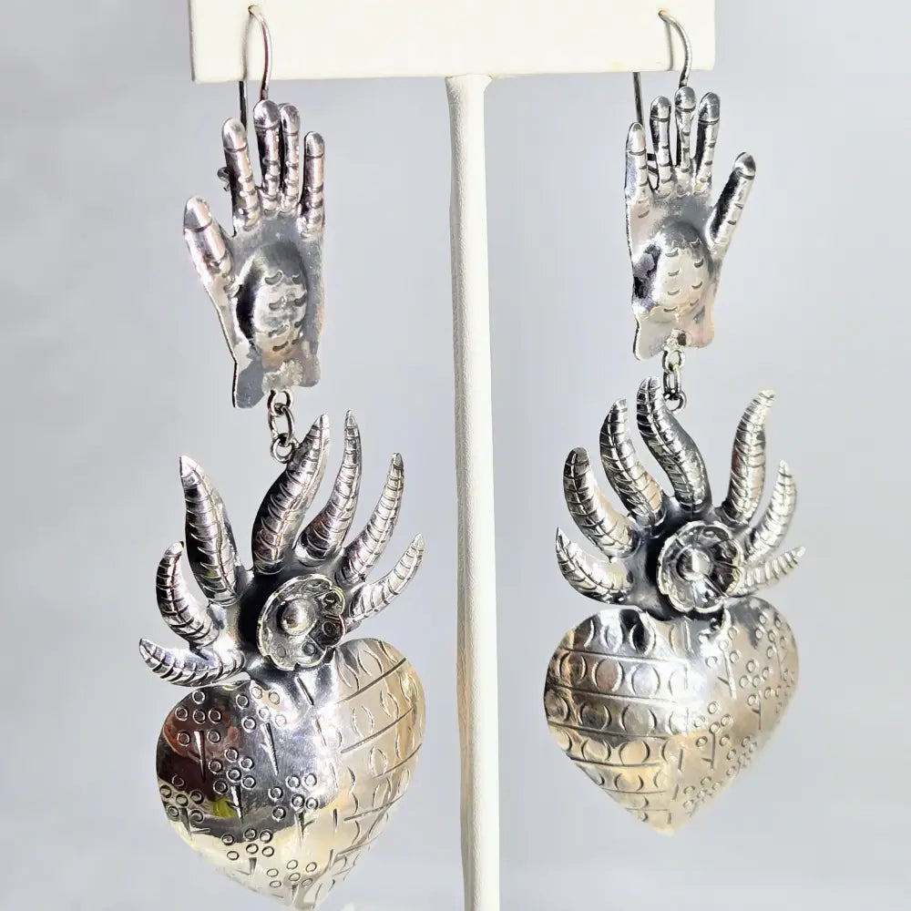 ?SAcred Hearts’ 4’’ Earrings - Sterling